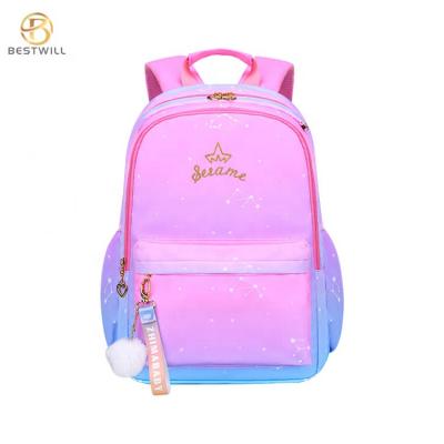 Pink waterproof highschool backpack canvas bookbag girl schoolbag